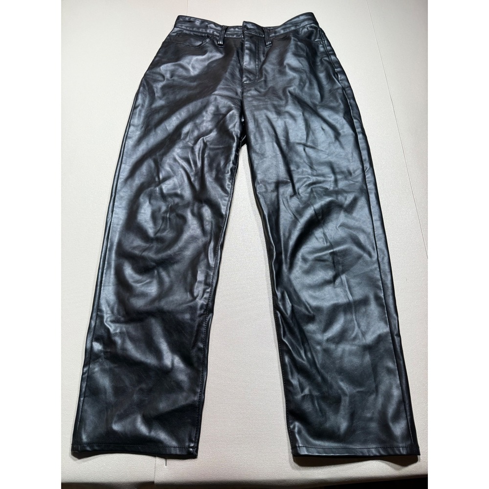 Madewell Black Faux‎ Leather Straight Leg High Rise Pants Womens 28